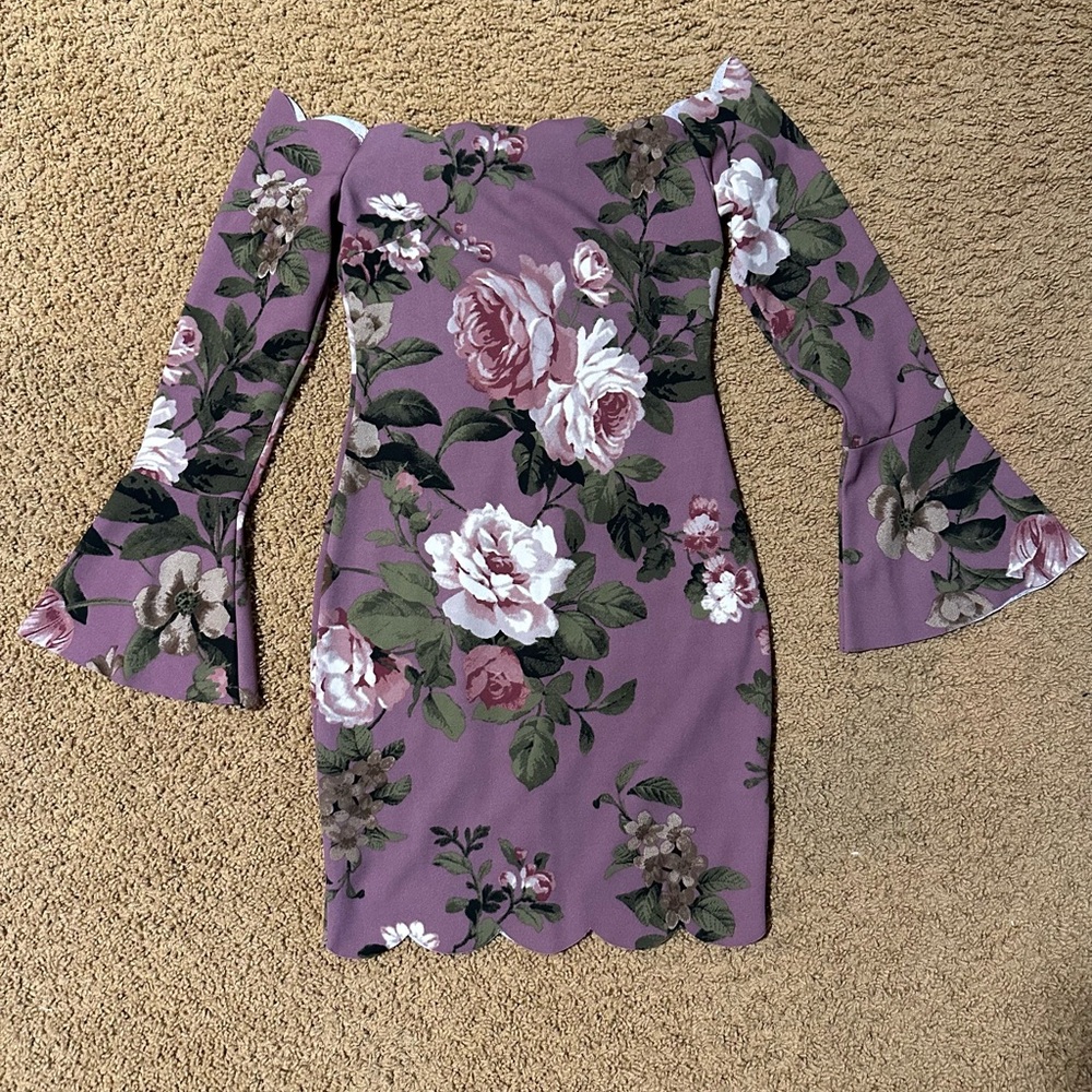 Charlotte Russe Pink and White Off-Shoulder Bodycon Dress